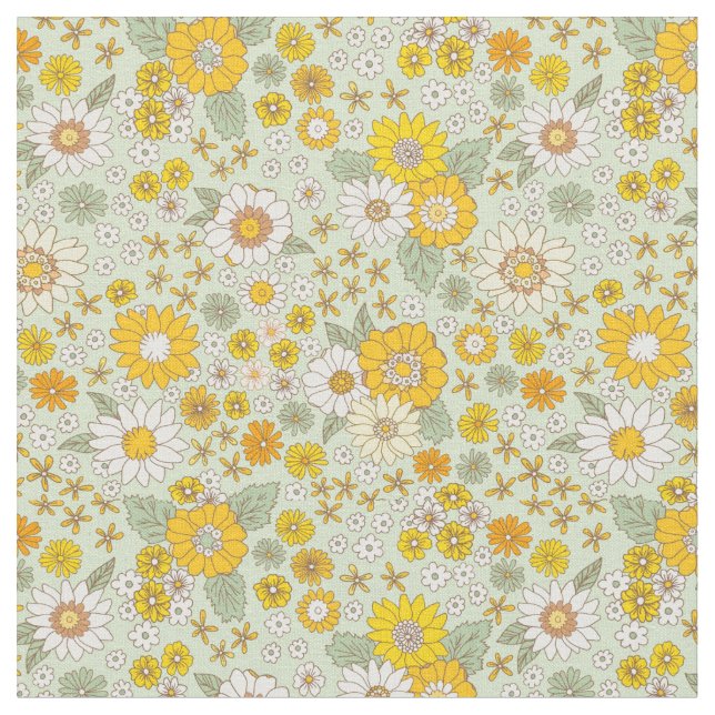 Tissu Jardin Floral Jaune Motif (Fermer)