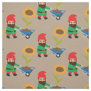 Tissu Jardin gnome joli thème de jardinage