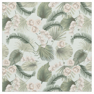 Tissu Jardin tropical Motif orchidée et palmier
