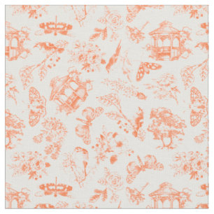 Tissu Jardin victorien dessiné à la main en orange