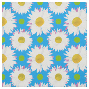 Tissu jaune assez bleu de coutume de marguerites