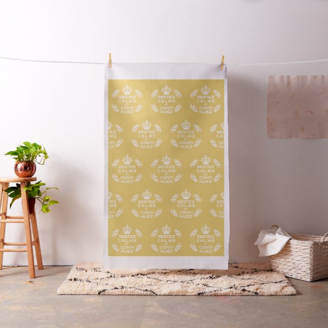 Tissu Jaune blanc français Script Gardez le calme et con (In Situ)