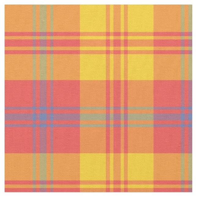 Tissu jaune bleu rouge de plaid de collection de (Fermer)