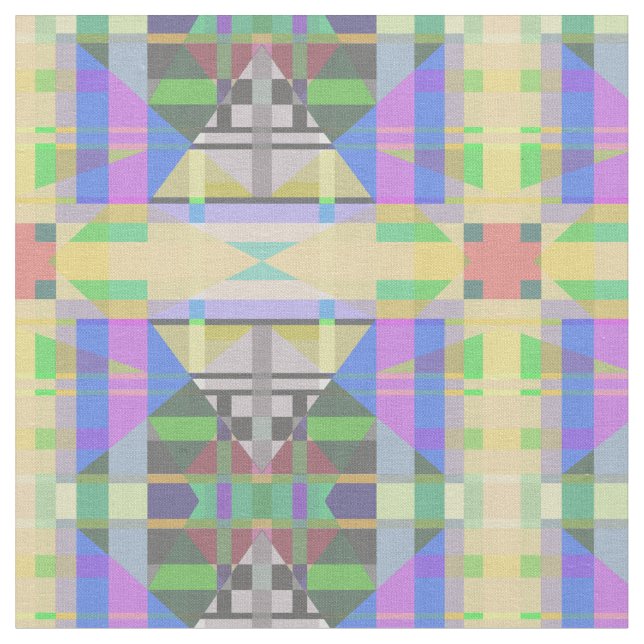 Tissu Jaune bleu violet géométrique (Fermer)