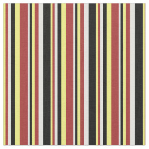 Tissu Jaune, Brown, Cyan clair et lignes noires Motif