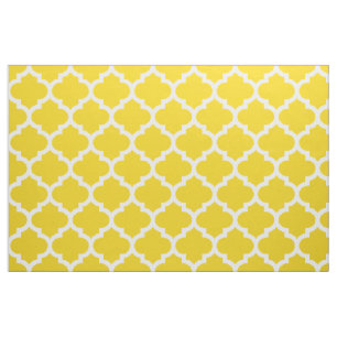 Tissu jaune citron de treillis de Quatrefoil de