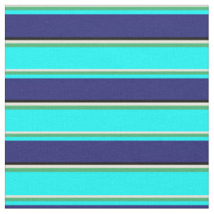Tissu Jaune clair, Vert mer, Cyan, Bleu & Noir