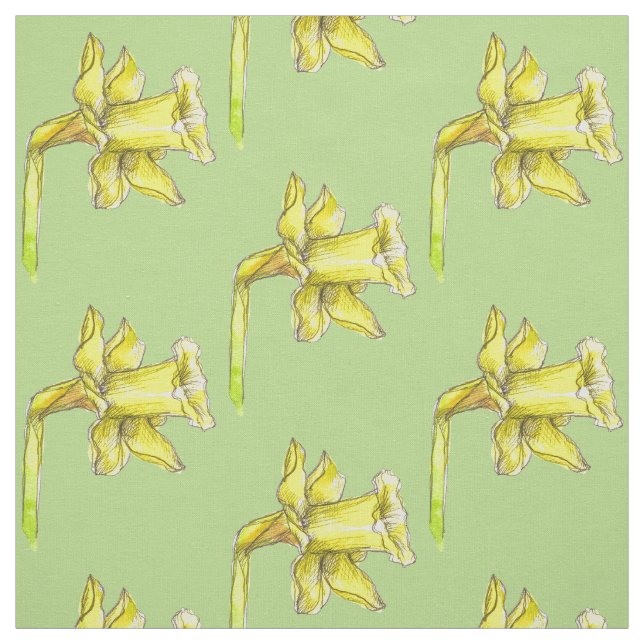 Tissu Jaune Daffodique vert printemps (Échantillon)