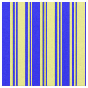Tissu Jaune et Bleu Couleur Linge/Motif rayé
