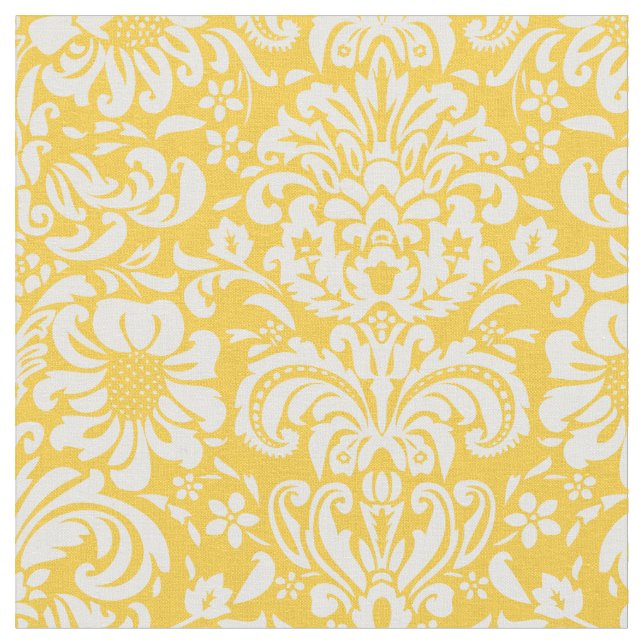 Tissu Jaune Floral Damask (Fermer)