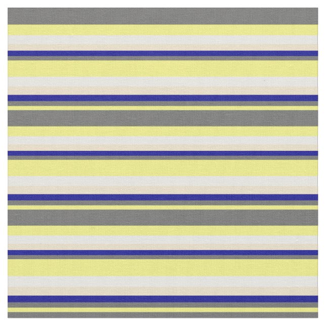 Tissu Jaune, Gris Dim, Bleu Foncé, Tan & Blancs (Fermer)