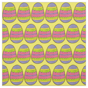 Tissu Jaune Joyeux Oeufs de Pâques Chasse Zig Oeufs Zag