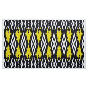 Tissu Jaune noir blanc Ethnic