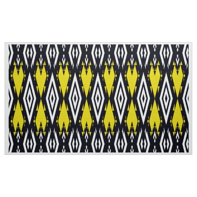 Tissu Jaune noir blanc Ethnic (Yard)