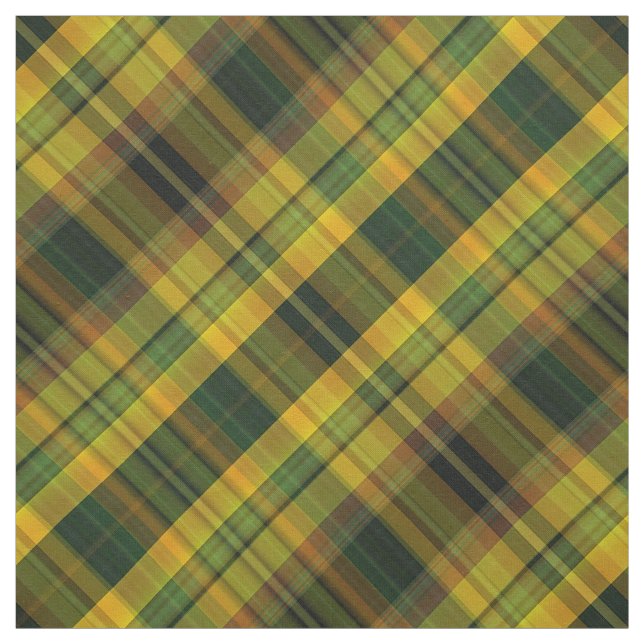 Tissu Jaune, orange et tartan vert de contrôle (Échantillon)