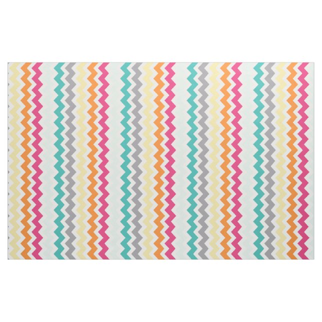 Tissu Jaune orange rose moyen Teal de Chevron (Yard)