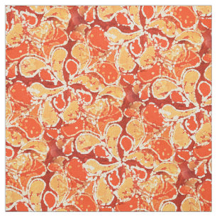 Tissu Jaune Orange Rouge Bali Batik Style Motif Paisley