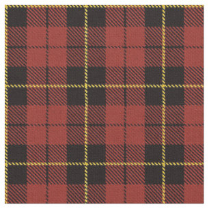 Tissu Jaune rouge marron léger de plaid/or/rayure noire