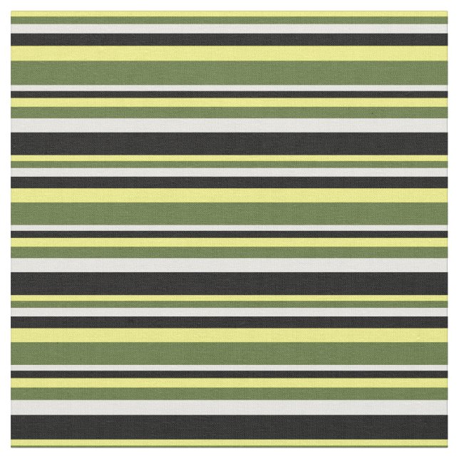 Tissu Jaune, vert foncé, blanc et noir (Fermer)
