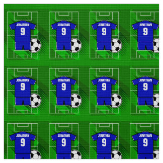 Tissu Jersey de soccer personnalisé bleu avec blanc