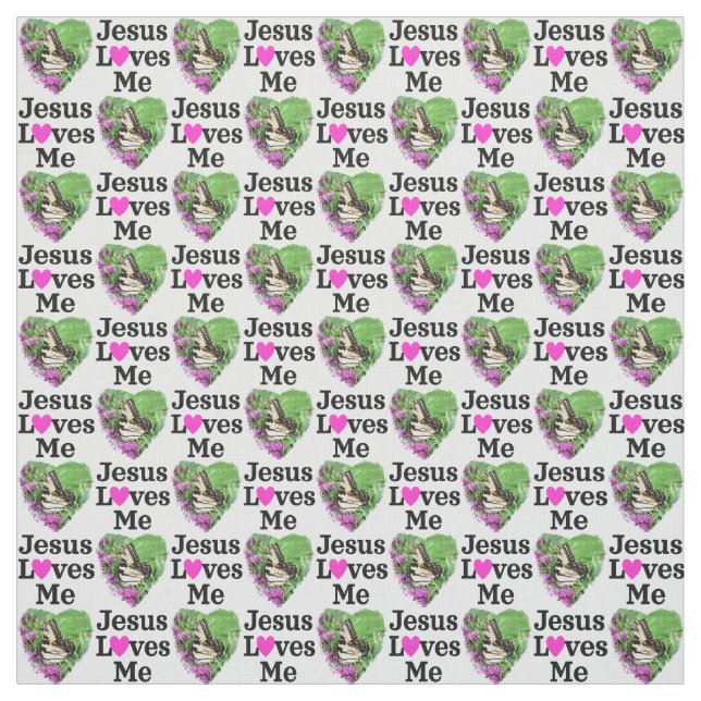 TISSU JÉSUS FLORAL, JOLIMENT BETTERFLY, M'AIME (Échantillon)