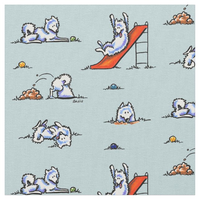 Tissu Jeu Samoyeds Touch de Turquoise (Fermer)