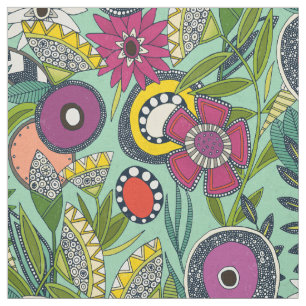 Tissu joie menthe florale