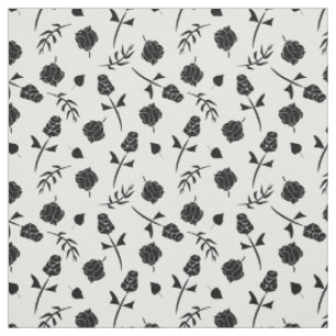 Tissu Joli blanc et noir Rose Rosebud Floral Print