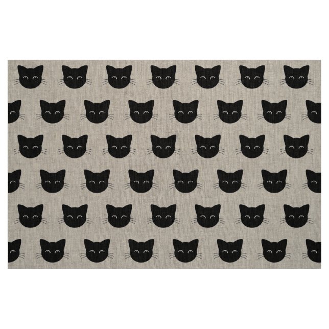 Tissu Joli chat noir face motif (Fat Quarter)