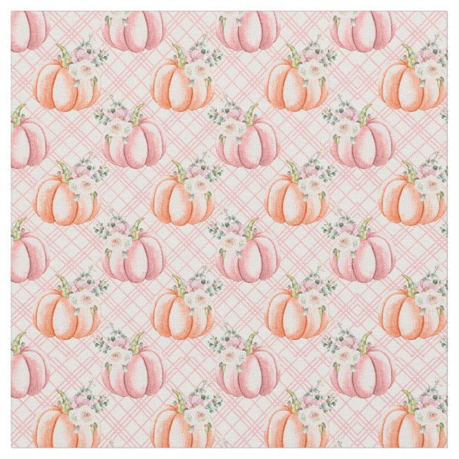 Tissu Joli Citrouille de automne rose Motif (Fermer)