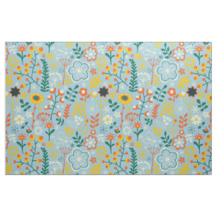 Tissu Joli Coloré Stylisé Fleurs Rétro Motif 3