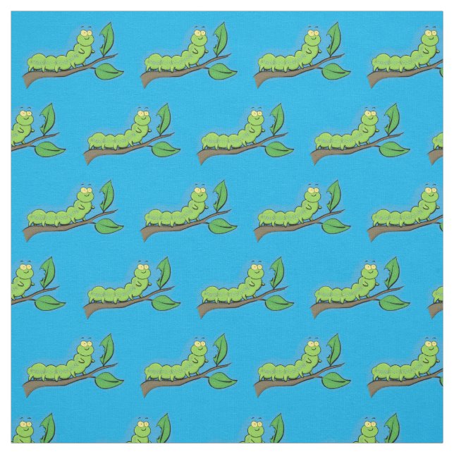Tissu Joli dessin animé de chenille verte mignonne (Échantillon)