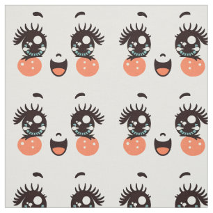 Tissu joli dessin animé poupée visage illustrations
