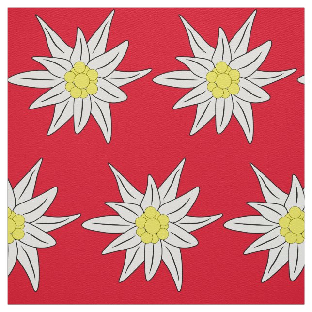 Tissu Joli edelweiss rouge et blanc motifs floraux (Échantillon)