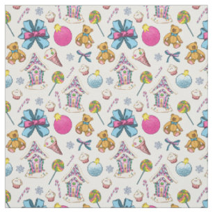 Tissu Joli Et Adorable Motif De Noël Rose