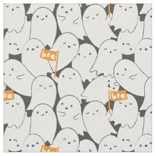 Tissu Joli Fantômes d'Halloween avec petits drapeaux ora