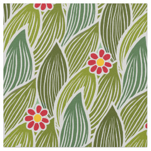 Tissu Joli Hippie Super Rouge Vert marguerite Motif Flor