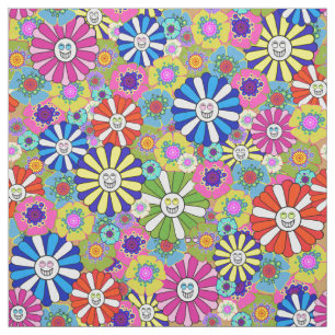 Tissu Joli imprimé de fleurs souriantes
