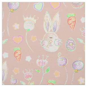 Tissu Joli lapin de Pâques et fleurs Motif d'aquarelle