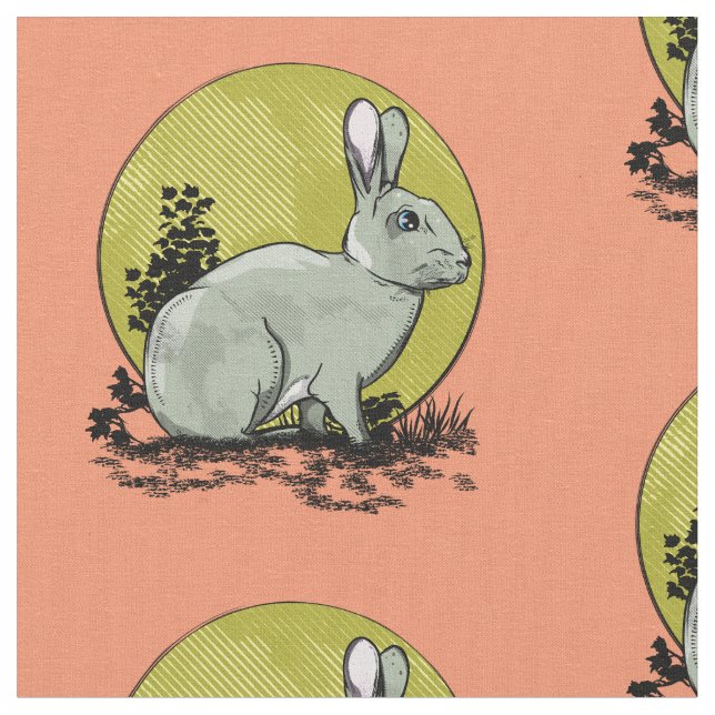 Tissu Joli lapin sauvage gris (Fermer)