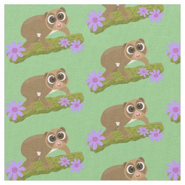 Tissu Joli lenteur loris sur dessin de branche (Fermer)