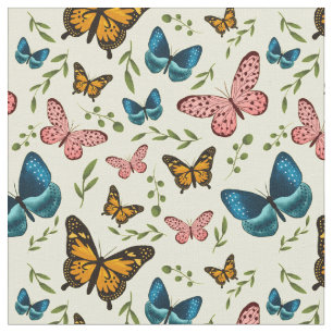 Tissu Joli Motif botanique des papillons