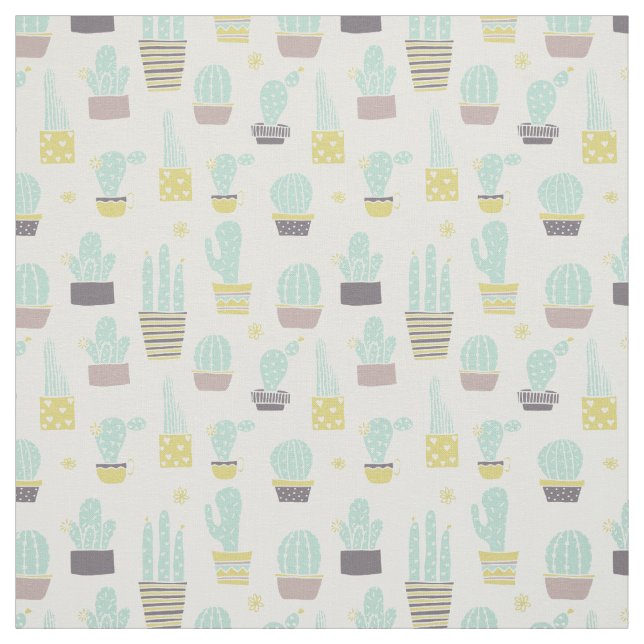 Tissu Joli Motif Cactus (Échantillon)