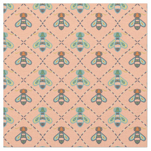 Tissu Joli motif d'abeille coloré