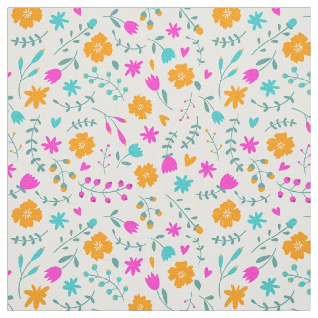 Tissu Joli motif de fleurs colorées (Échantillon)