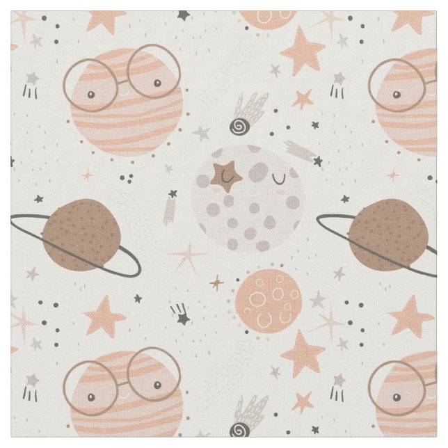 Tissu Joli Motif Doodle Planet (Fermer)