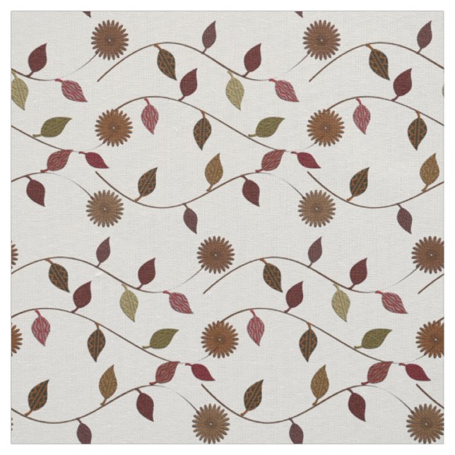 Tissu Joli motif fleuri de feuilles (Échantillon)