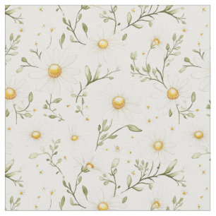 Tissu Joli motif floral à marguerite blanche pour coutur