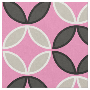 Tissu Joli motif pétale en rose noir et blanc