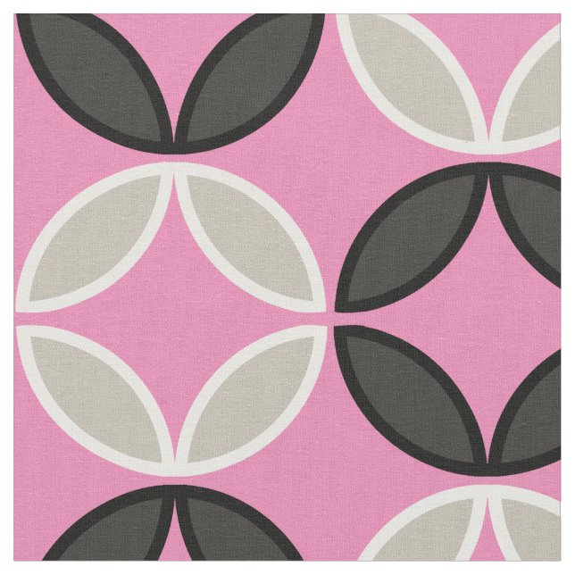 Tissu Joli motif pétale en rose noir et blanc (Fermer)